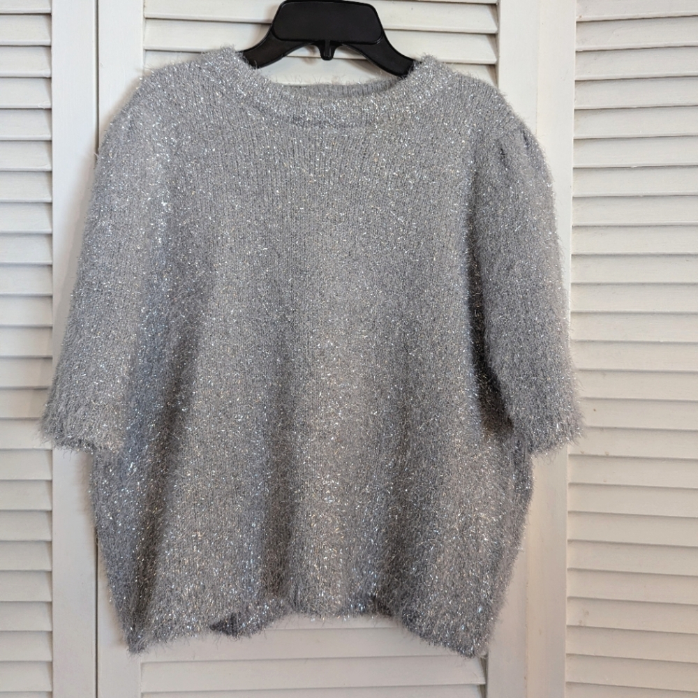 Kensie Metallic Gray Knit Sweater